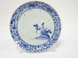 藍九谷　古伊万里　染付　七寸皿